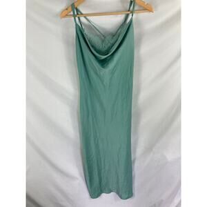 NWT Lush Scoop Lace Neck Satin Cross Back Dress in Sea Green Size Medium